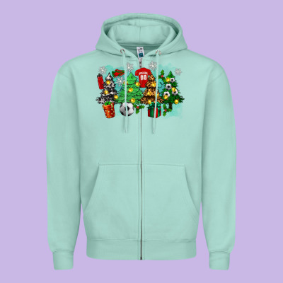 Christmas Trees With Tennis Zipper Hoodie Designed By Zillion Design Studio
