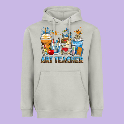 Art Teacher Coffee Cups Heavyweight Hoodie Designed By Zillion Design Studio