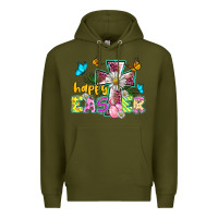 Army Green happy easter cross Premium Hoodie - BarkalooDesign