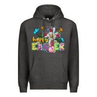 Charcoal Heather happy easter cross Premium Hoodie - BarkalooDesign