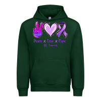 Forest Green Peace Love Cure All Cancers Urban Hoodie - Jasminsmagicworld