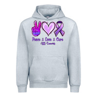 Heather Grey Peace Love Cure All Cancers Urban Hoodie - Jasminsmagicworld