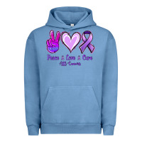 Pigment Pebble Blue Peace Love Cure All Cancers Urban Hoodie - Jasminsmagicworld
