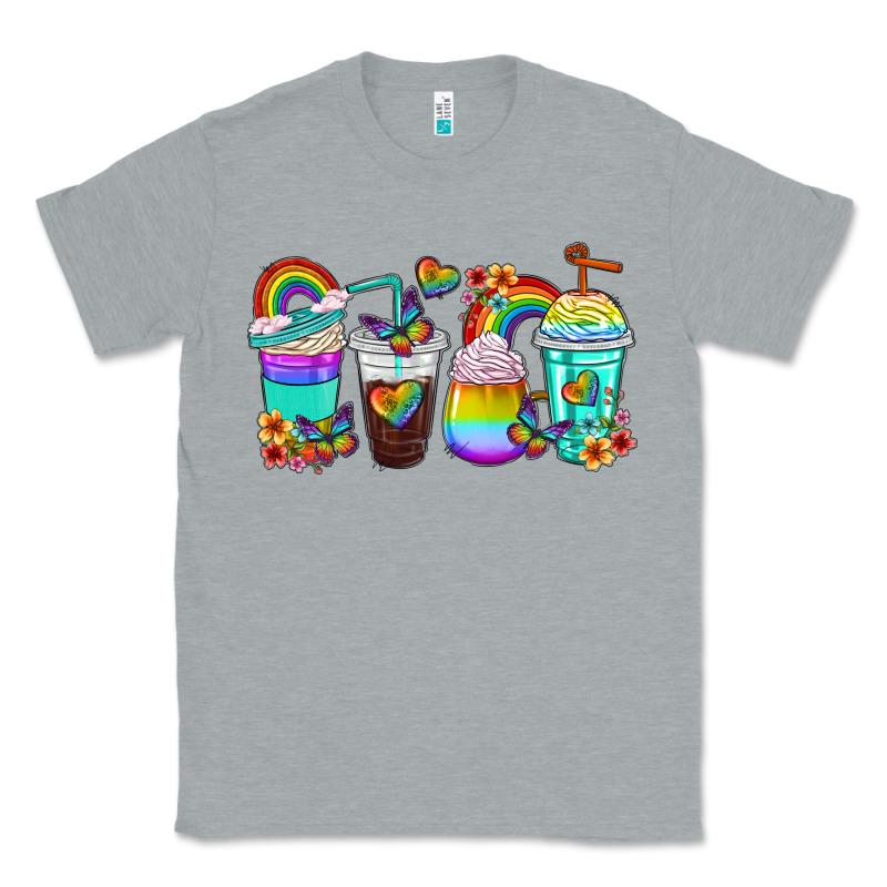 Rainbow Coffee Cups Classic Tee by texasbilliewilder | Teevron