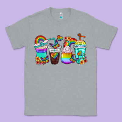 Classic Tee rainbow coffee cups