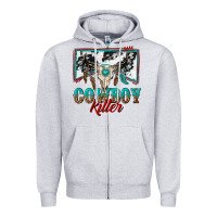Heather Grey cowboy killer Zipper Hoodie - texasbilliewilder