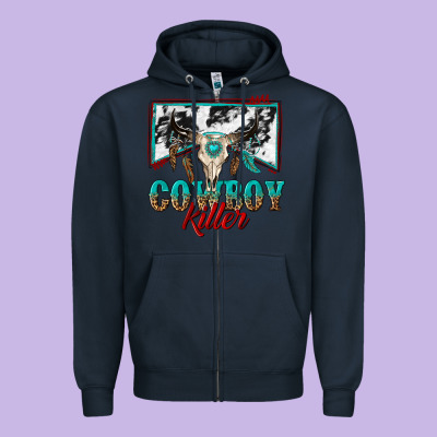 Cowboy Killer Zipper Hoodie Designed By Texasbilliewilder