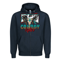 Navy cowboy killer Zipper Hoodie - texasbilliewilder
