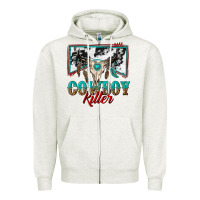 Oatmeal Heather cowboy killer Zipper Hoodie - texasbilliewilder