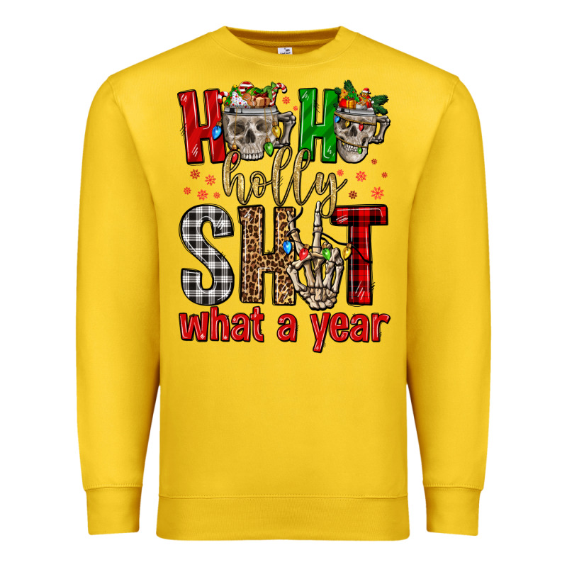Ho Ho Holly Shit What A Year Premium Sweatshirt by FaDigitalArtStudio | Teevron