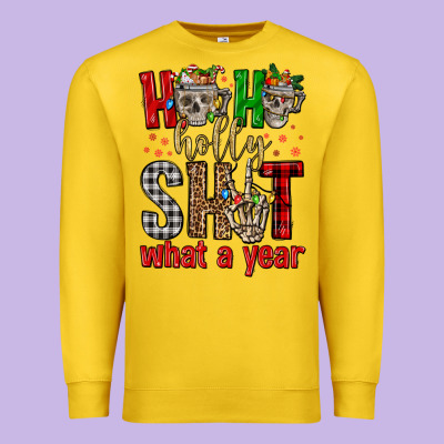 Ho Ho Holly Shit What A Year Premium Sweatshirt Designed By Fadigitalartstudio