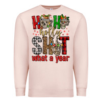 Pale Pink ho ho holly shit what a year Premium Sweatshirt - FaDigitalArtStudio