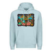 Blue Mist wooden cross background Premium Hoodie - BarkalooDesign