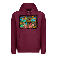 Burgundy wooden cross background Premium Hoodie - BarkalooDesign
