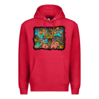 Cardinal wooden cross background Premium Hoodie - BarkalooDesign