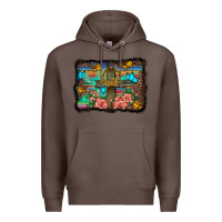 Coffee wooden cross background Premium Hoodie - BarkalooDesign