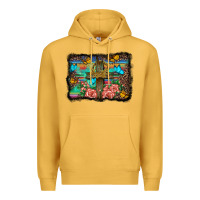 Mustard wooden cross background Premium Hoodie - BarkalooDesign