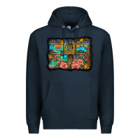 Navy wooden cross background Premium Hoodie - BarkalooDesign