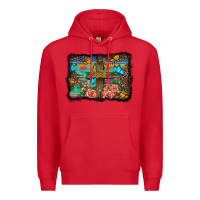 Red wooden cross background Premium Hoodie - BarkalooDesign