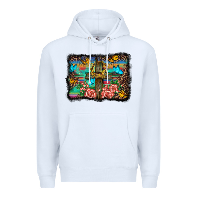 Wooden Cross Background Premium Hoodie by BarkalooDesign | Teevron