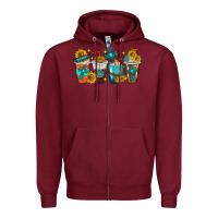 Burgundy cross coffee cups Zipper Hoodie - texasbilliewilder