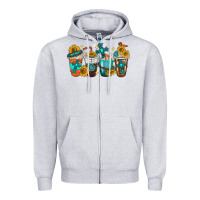 Heather Grey cross coffee cups Zipper Hoodie - texasbilliewilder