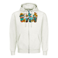Oatmeal Heather cross coffee cups Zipper Hoodie - texasbilliewilder