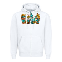 White cross coffee cups Zipper Hoodie - texasbilliewilder
