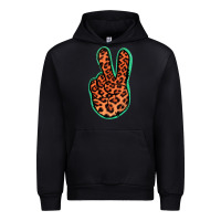 Black Orange Leopard Peace Sign Urban Hoodie - Jasminsmagicworld