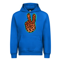 Cobalt Orange Leopard Peace Sign Urban Hoodie - Jasminsmagicworld