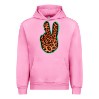 Fuchsia Pink Orange Leopard Peace Sign Urban Hoodie - Jasminsmagicworld