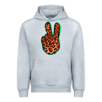 Heather Grey Orange Leopard Peace Sign Urban Hoodie - Jasminsmagicworld