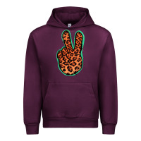 Mauve Wine Orange Leopard Peace Sign Urban Hoodie - Jasminsmagicworld