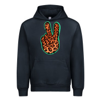 Navy Orange Leopard Peace Sign Urban Hoodie - Jasminsmagicworld