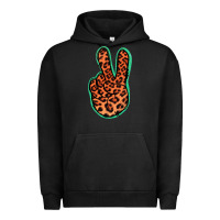 Pigment Black Orange Leopard Peace Sign Urban Hoodie - Jasminsmagicworld