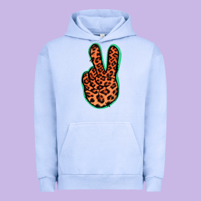 Orange Leopard Peace Sign Urban Hoodie Designed By Jasminsmagicworld