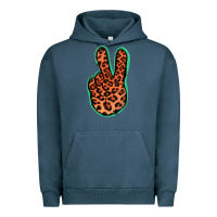Pigment Midnight Navy Orange Leopard Peace Sign Urban Hoodie - Jasminsmagicworld