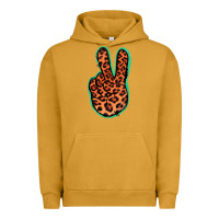 Pigment Peanut Butter Orange Leopard Peace Sign Urban Hoodie - Jasminsmagicworld