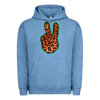 Pigment Pebble Blue Orange Leopard Peace Sign Urban Hoodie - Jasminsmagicworld