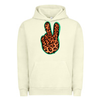 Pigment Pistachio Orange Leopard Peace Sign Urban Hoodie - Jasminsmagicworld