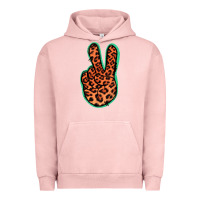 Pigment Salmon Orange Leopard Peace Sign Urban Hoodie - Jasminsmagicworld