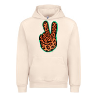 Sandshell Orange Leopard Peace Sign Urban Hoodie - Jasminsmagicworld