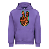 Tulip Orange Leopard Peace Sign Urban Hoodie - Jasminsmagicworld
