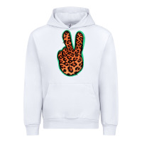 White Orange Leopard Peace Sign Urban Hoodie - Jasminsmagicworld