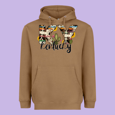 Kentucky State Cowhide Serape Cactus Heavyweight Hoodie Designed By Ranaportraitstore