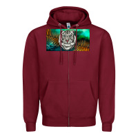 Burgundy white tiger forest license plate Zipper Hoodie - RanaPortraitStore