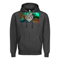 Charcoal Heather white tiger forest license plate Zipper Hoodie - RanaPortraitStore