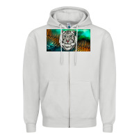 Dove Grey white tiger forest license plate Zipper Hoodie - RanaPortraitStore