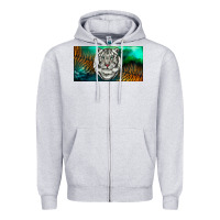 Heather Grey white tiger forest license plate Zipper Hoodie - RanaPortraitStore