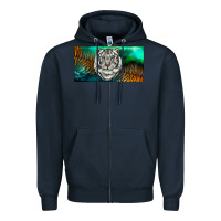 Navy white tiger forest license plate Zipper Hoodie - RanaPortraitStore
